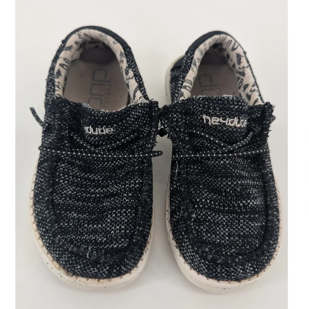 Hey Dude Wally Toddler Sox Skater Black White Knit Slip On Shoes 9K 160014735